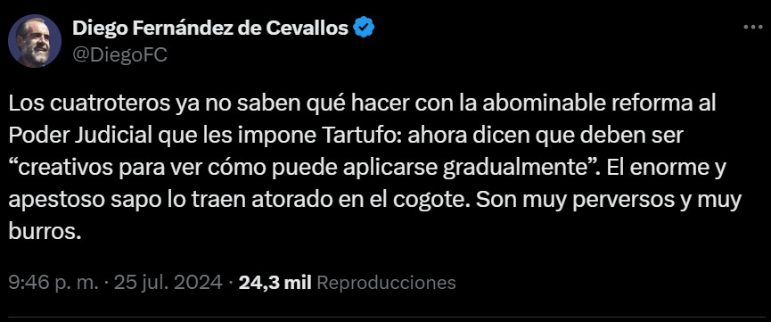 ¿Qué dijo Diego Fernández de Cevallos sobre la reforma al Poder Judicial? 