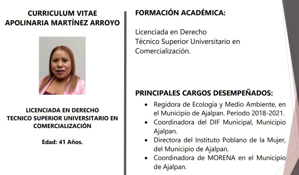 Curriculum Apolinaria Martínez Gobierno de Puebla