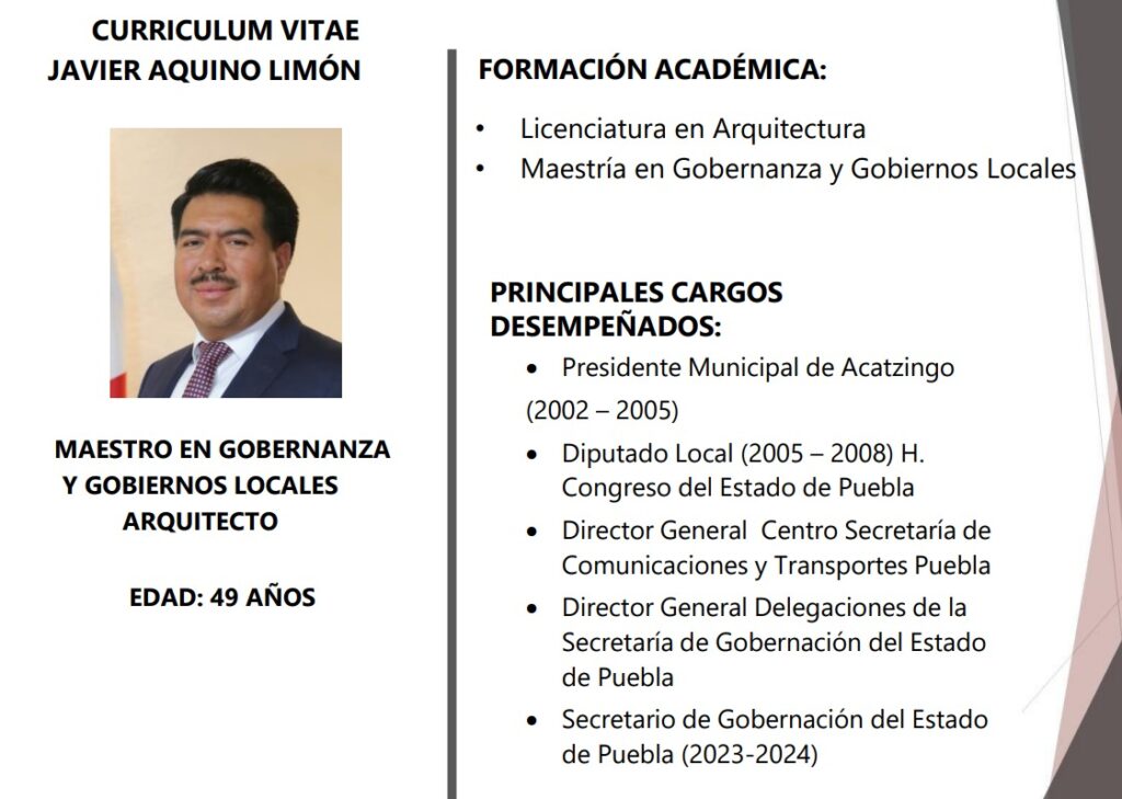 Curriculum Javier Aquino Limón Gobierno de Puebla