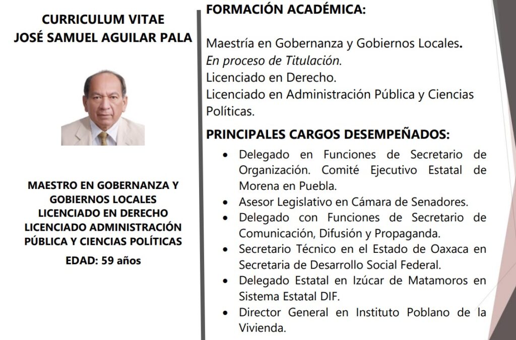 Curriculum José Samuel Aguilar, gobierno de Puebla