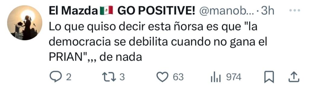 Democracia se debilita cuando no gana el PRIAN