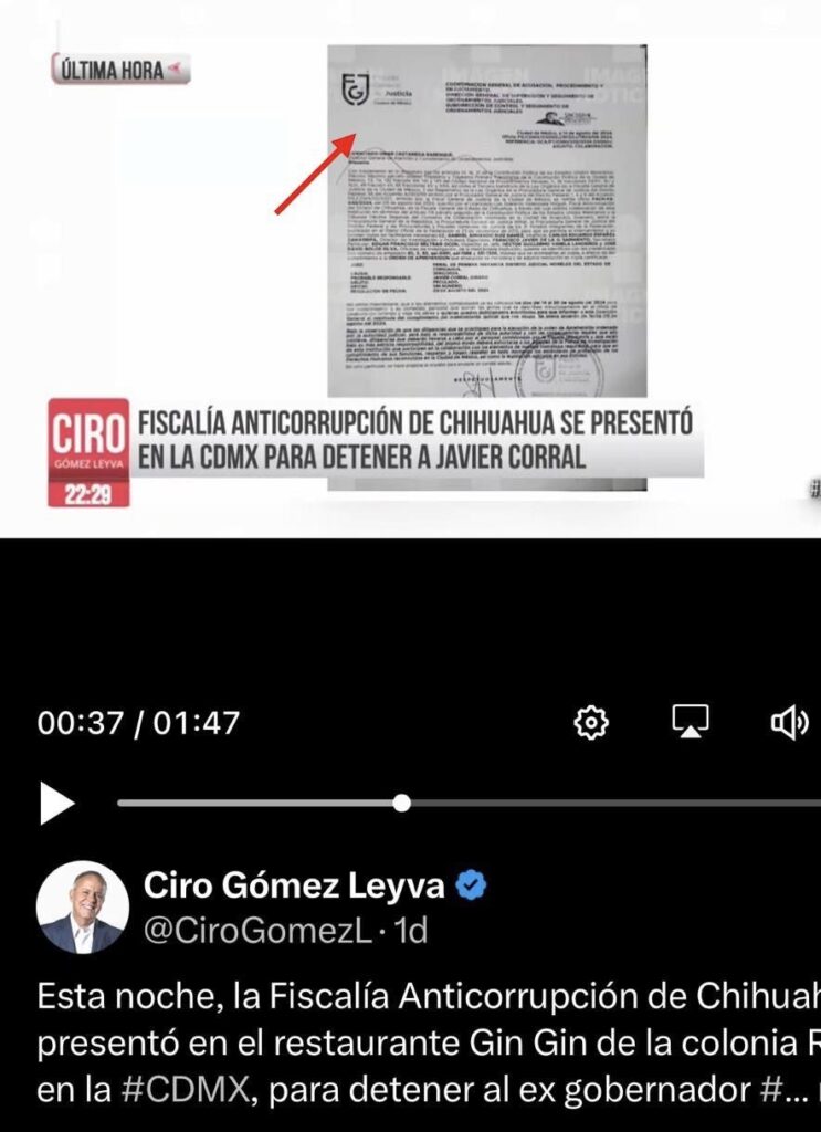 Documento presentado en noticiero de Ciro Gómez Leyva