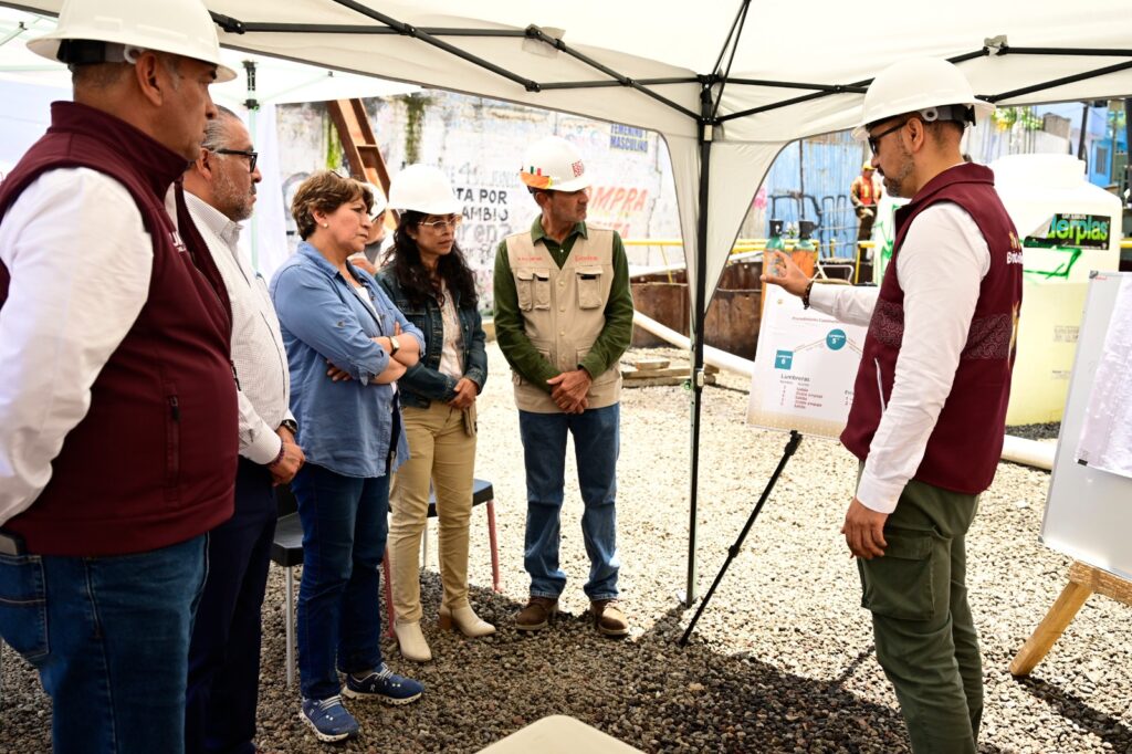 Gobernadora Delfina supervisó trabajos del Colector Solidaridad en Chalco