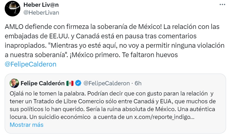 México primero, le recuerdan a Calderón