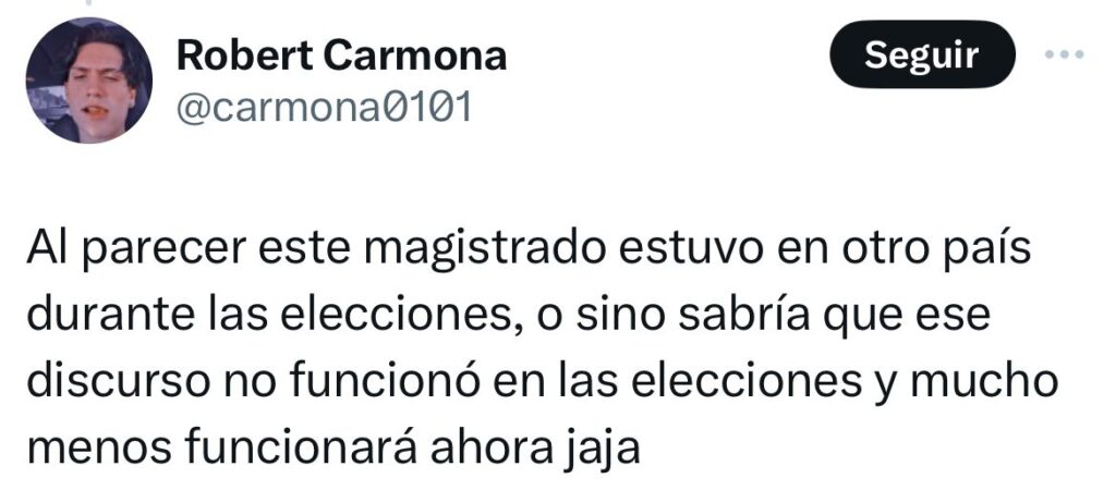 Palabras del magistrado no tienen impacto