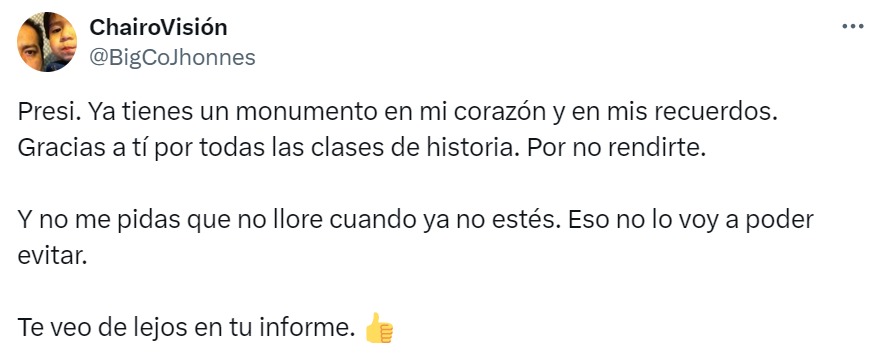 Presi, tienes un monumento en mi corazón