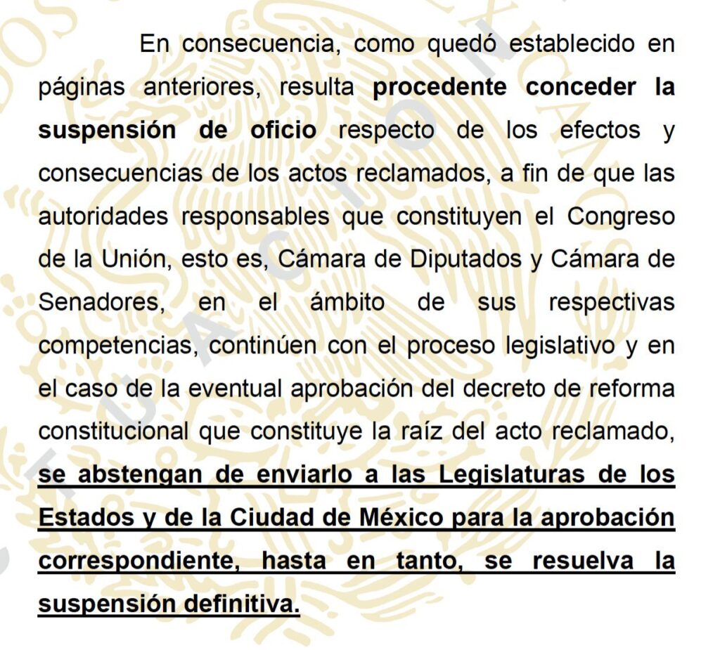 Texto del amparo de jueces contra reforma judicial