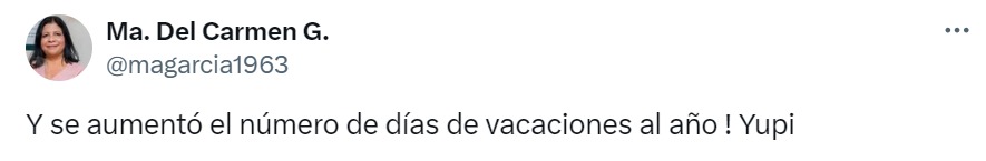 Aumentó el numero de dias de vacaciones