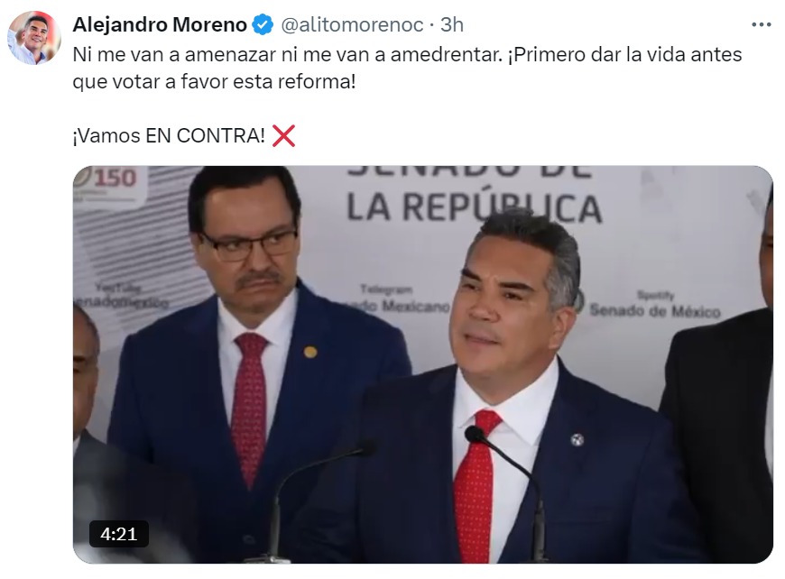 Alito Moreno aseguró su voto contra la reforma judicial