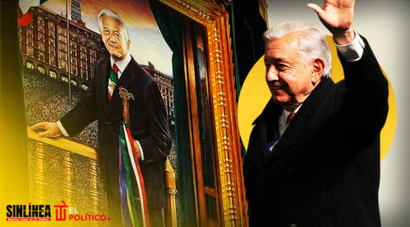 AMLO devela su retrato oficial en Palacio Nacional