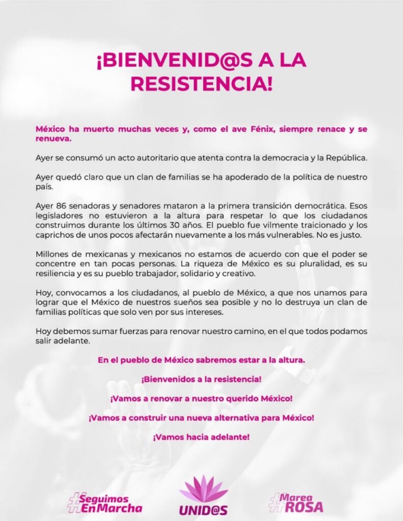 Comunicado de resistencia de Claudio X.