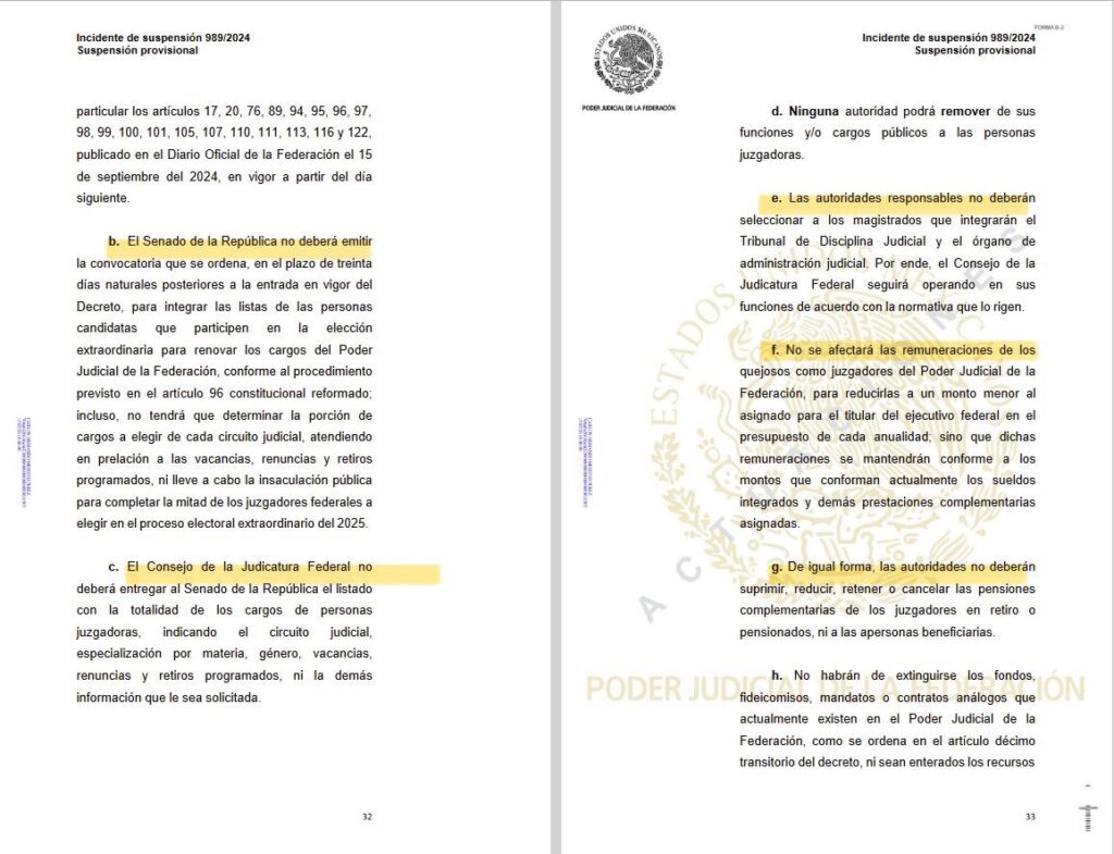 Jueza ordenó suspensión de efectos de la reforma judicial