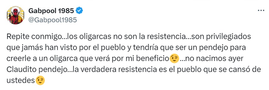 Internautas recordaron que oligarquías no son resistencia