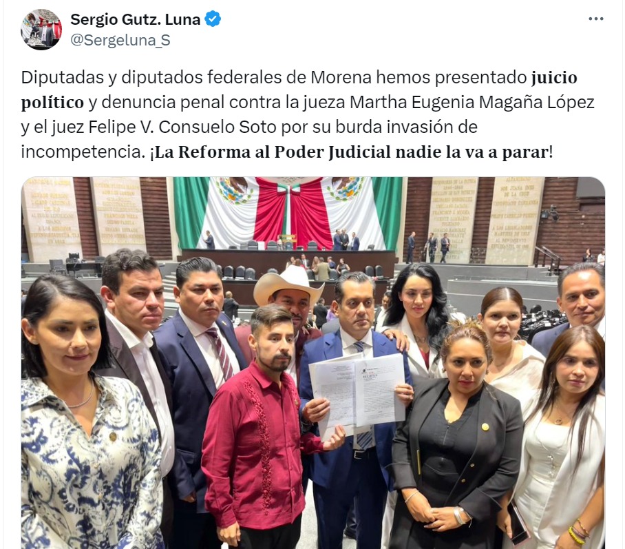 Mensaje en X de Sergio Gutiérrez