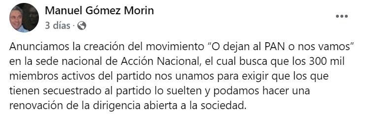 Panistas anuncian movimiento contra Marko Cortés