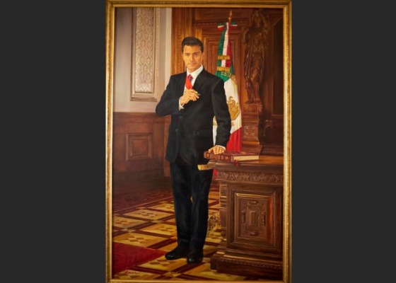 Retrato de AMLO Peña Nieto