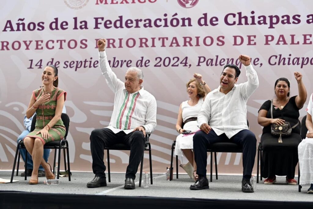 Sheinbaum y AMLO en Chiapas