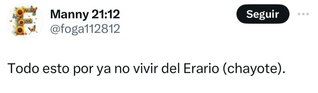 Todo porque ya no vive del erario