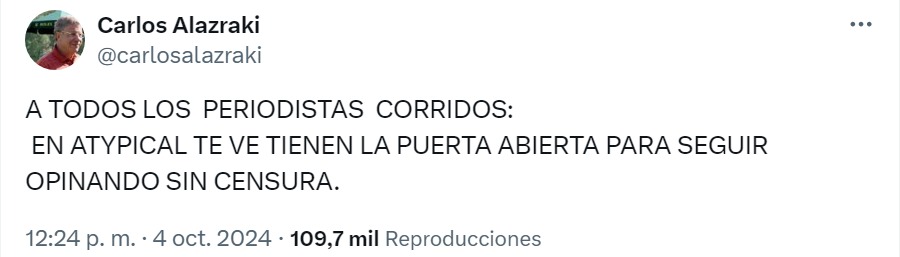 Alazraki, invitación en redes