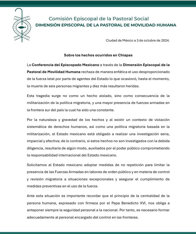 Comunicado del Episcopado Mexicano