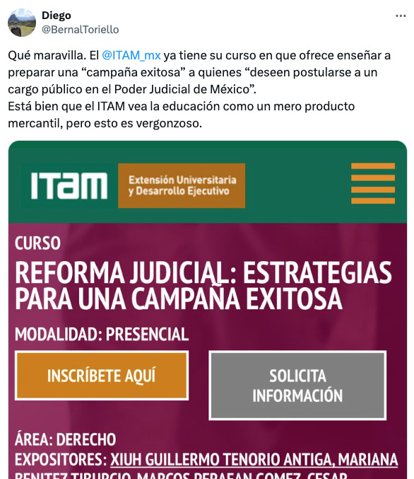 ITAM elimina curso sobre reforma judicial; esto costaba