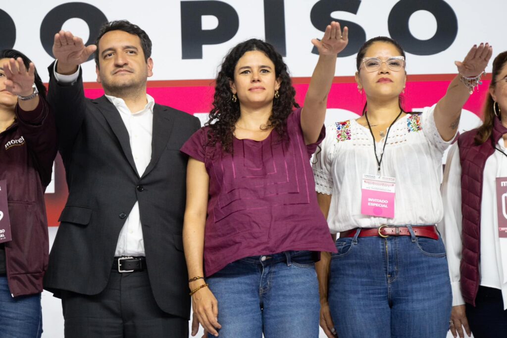 Luisa María Alcalde y la dirigencia de Morena