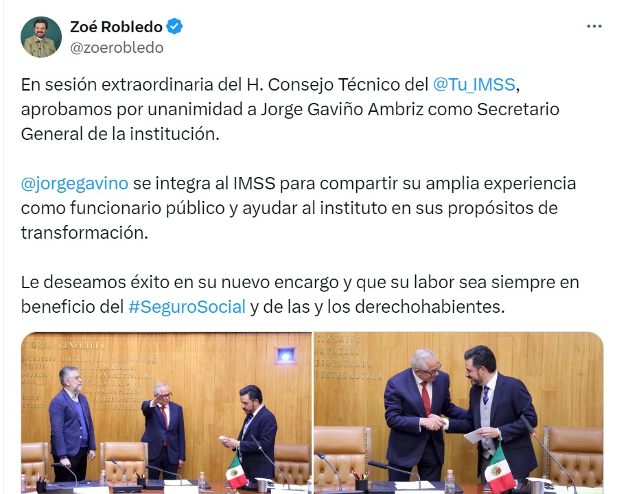 Zoe Robledo reconoce experiencia de Gaviño