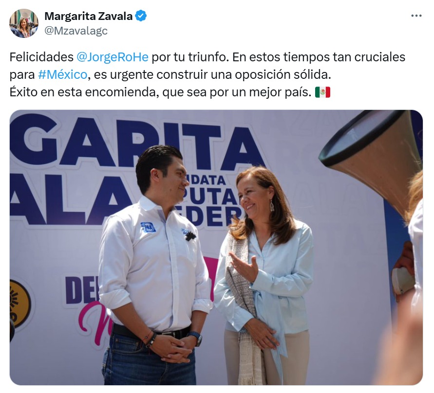 Felicitación Margarita Zavala en redes