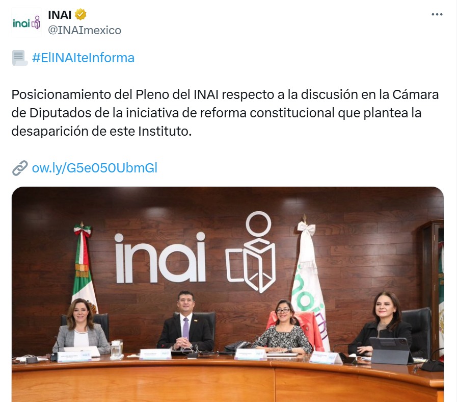 INAI comparte posicionamiento