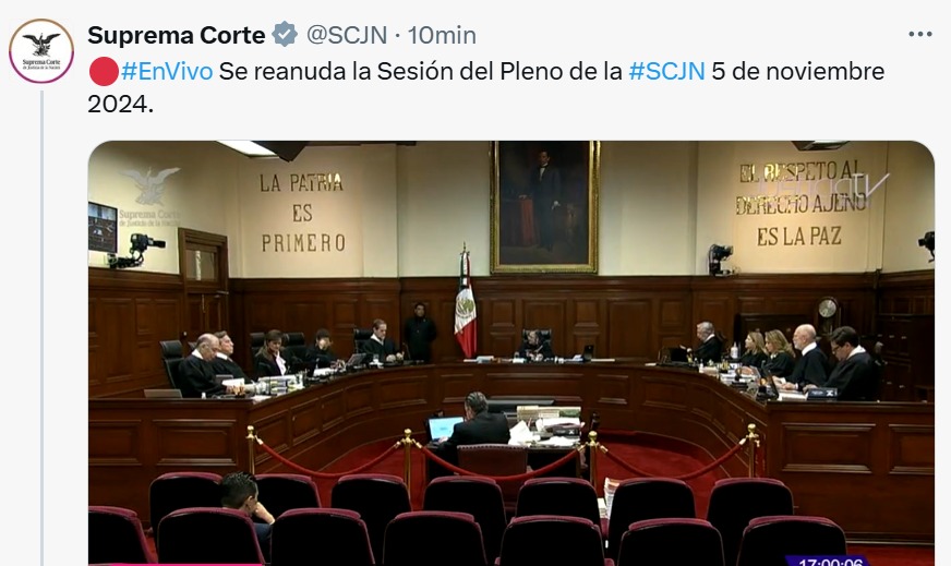 Lenia Batres en sesión con el Pleno SCJN 