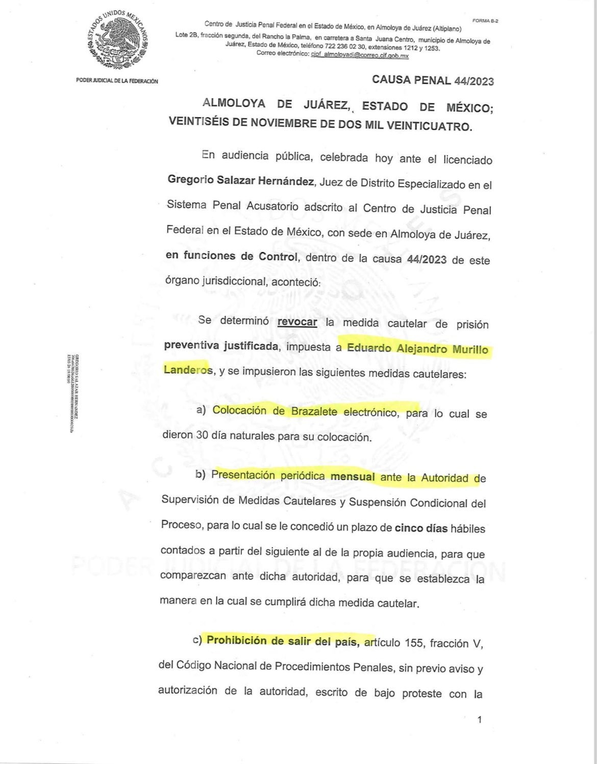 Resolución de Eduardo Murillo