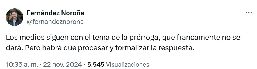 Noroña, publicación en redes