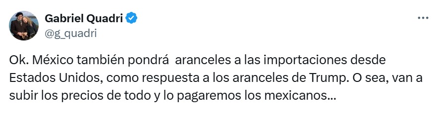 Quadri asegura precios subirán