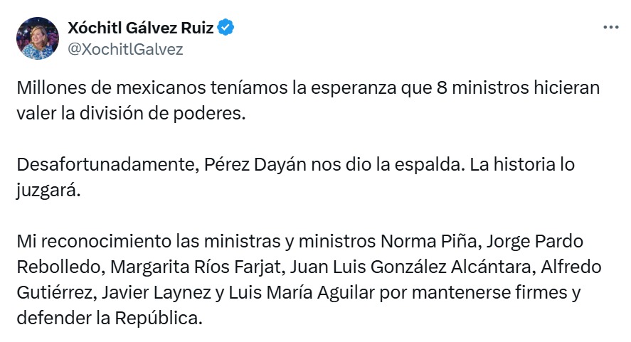 Xóchitl Gálvez desesperanza