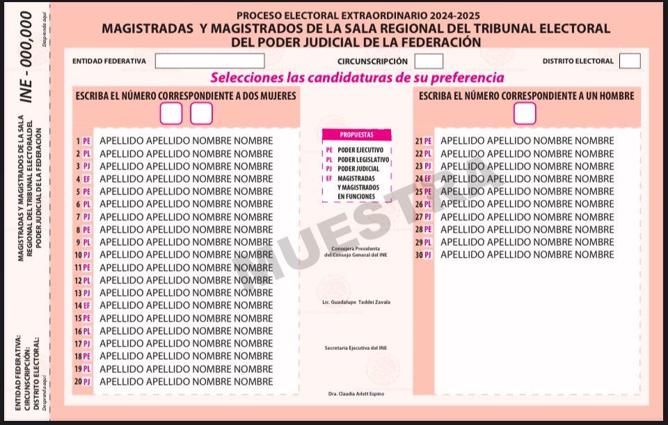 Boletas de ministros Salas regionales