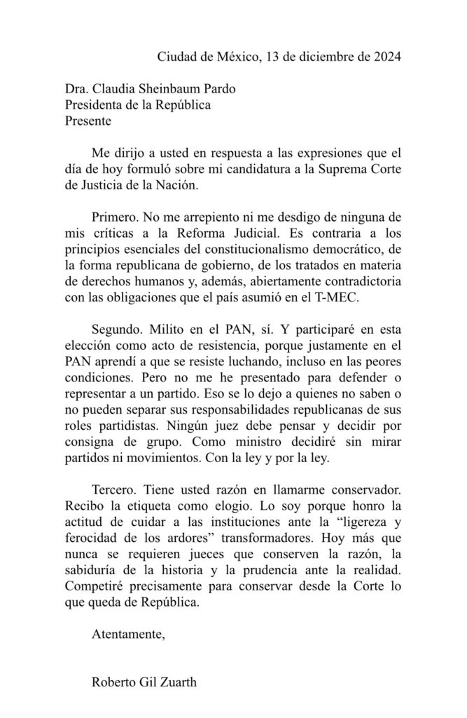 Carta Roberto Gil