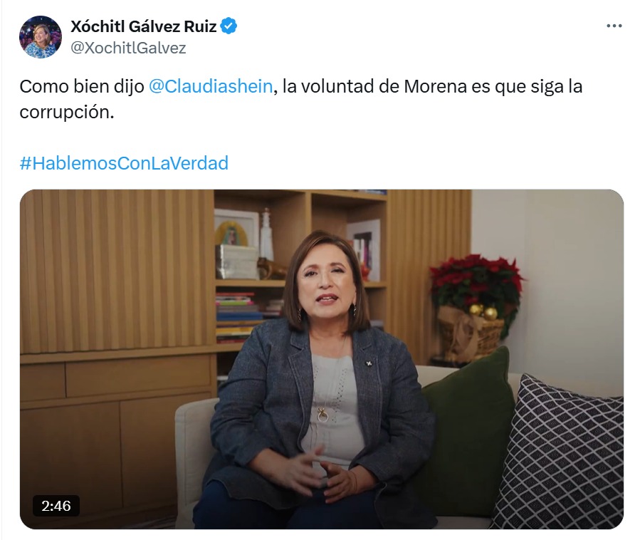 Publicación de Xóchitl Gálvez