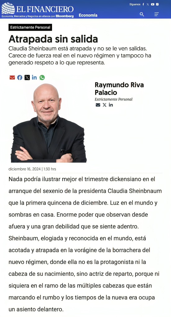 ¿Qué dice la columna de Raymundo Riva Palacio?