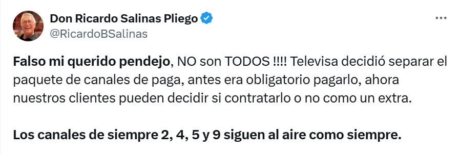 Respuesta de Salinas Pliego