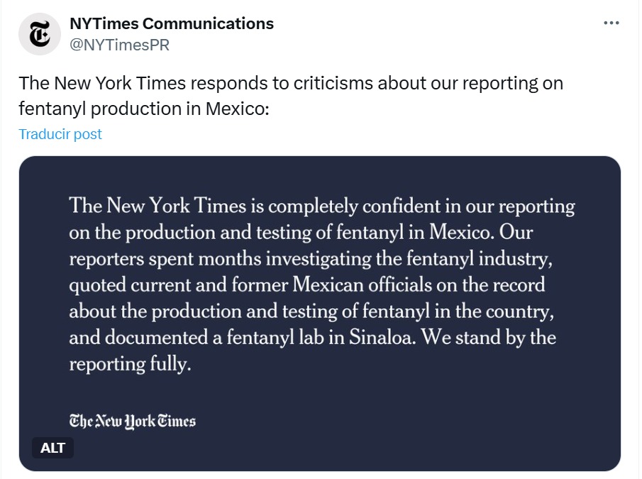 Respuesta del New York Times