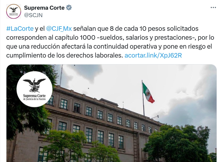 SCJN reacciona a presupuesto del PJF