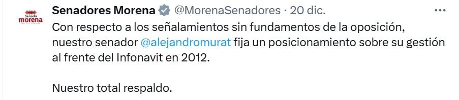 Respaldo de Senadores Morena