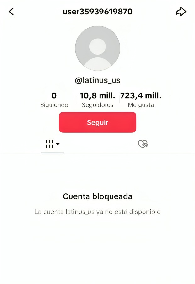 Reportan caída de la cuenta de Latinus en Tiktok