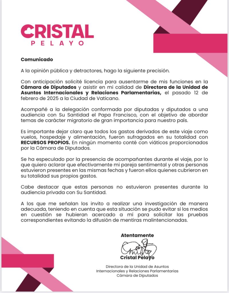 Comunicado Cristal Pelayo