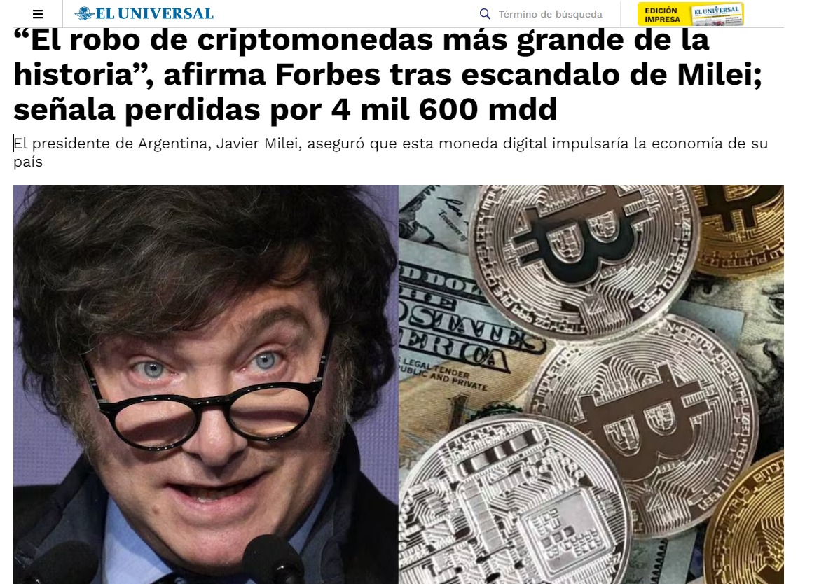 El Universal habla del fraude de Milei