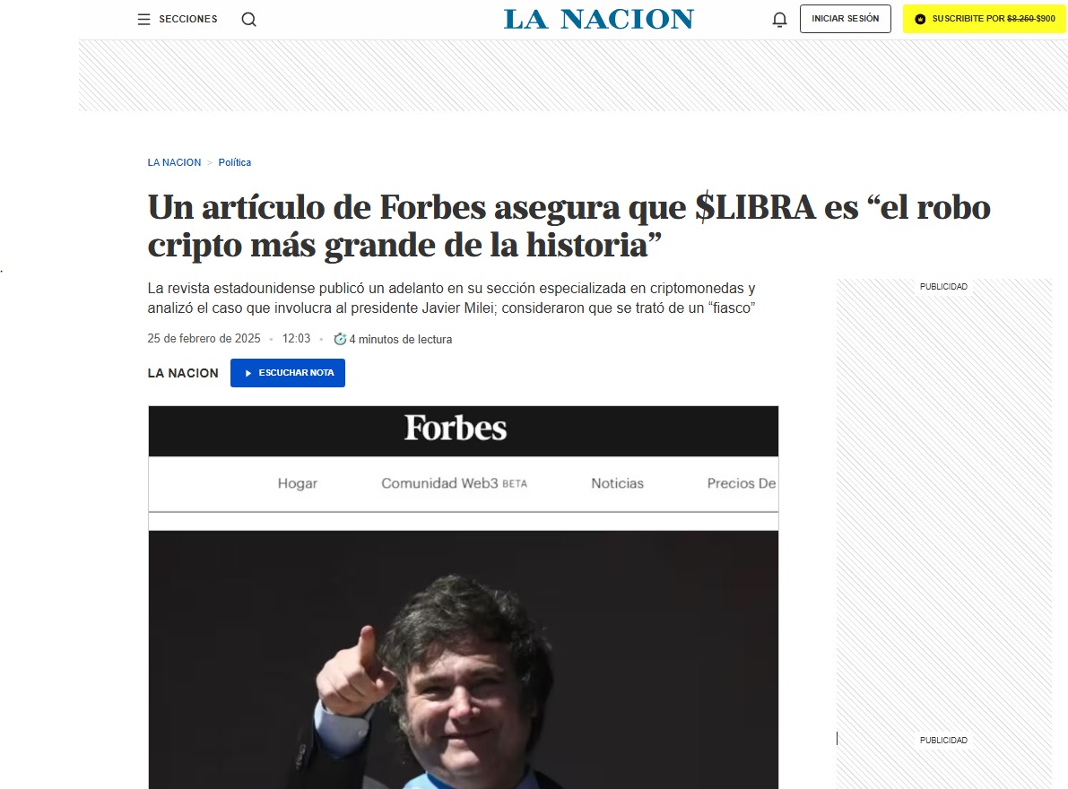 La Nación habla del fraude de Milei