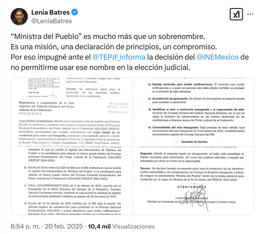 Lenia Batres en X