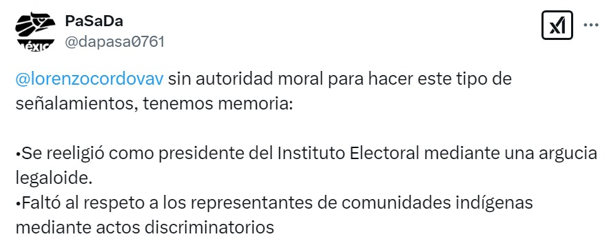 Lorenzo Córdova sin autoridad
