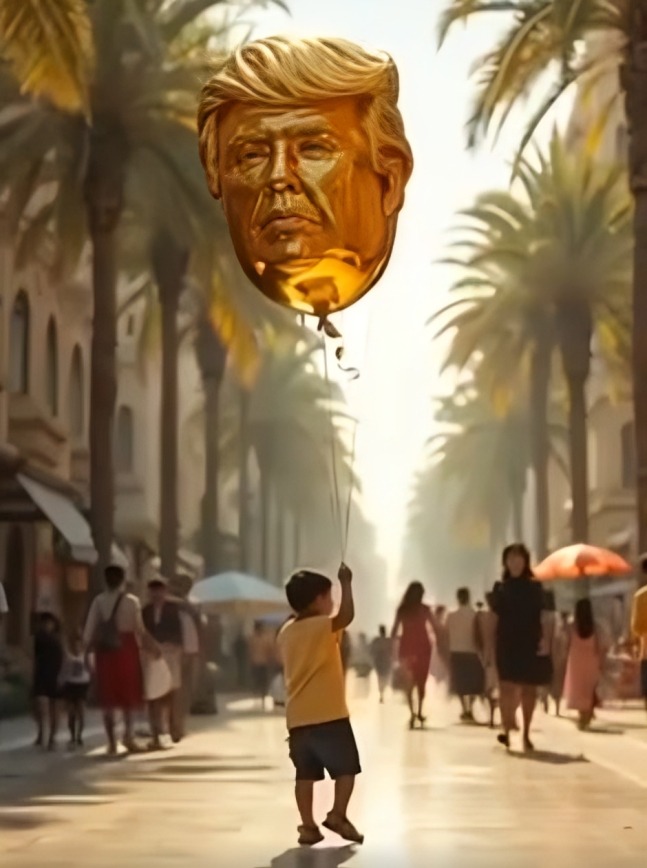 Niño con globo de Trump