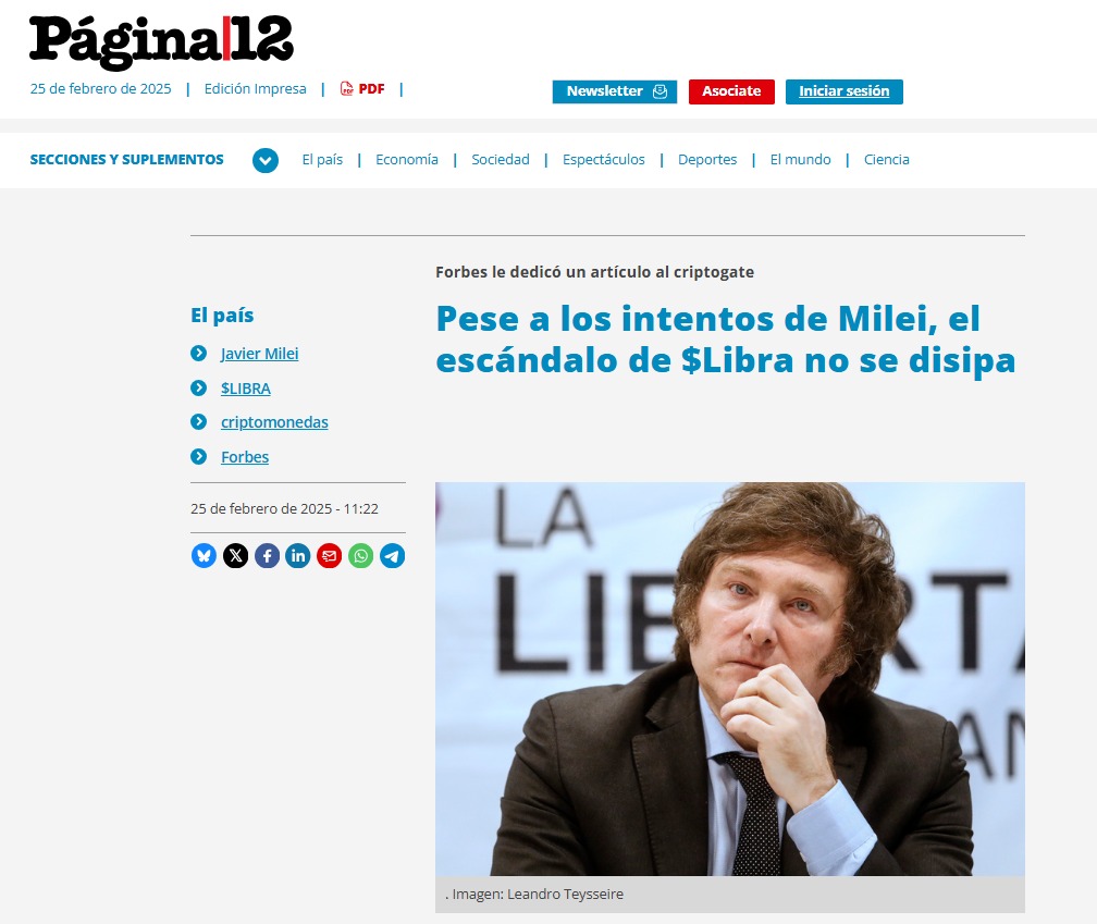Página 12 habla del fraude de Milei